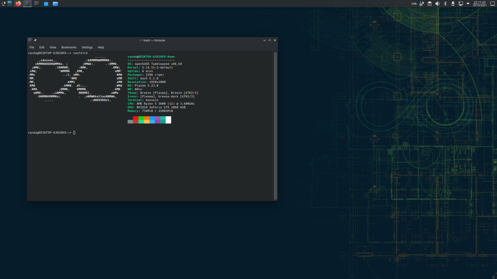Fresh openSUSE installation screenshot